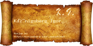 Königsberg Igor névjegykártya